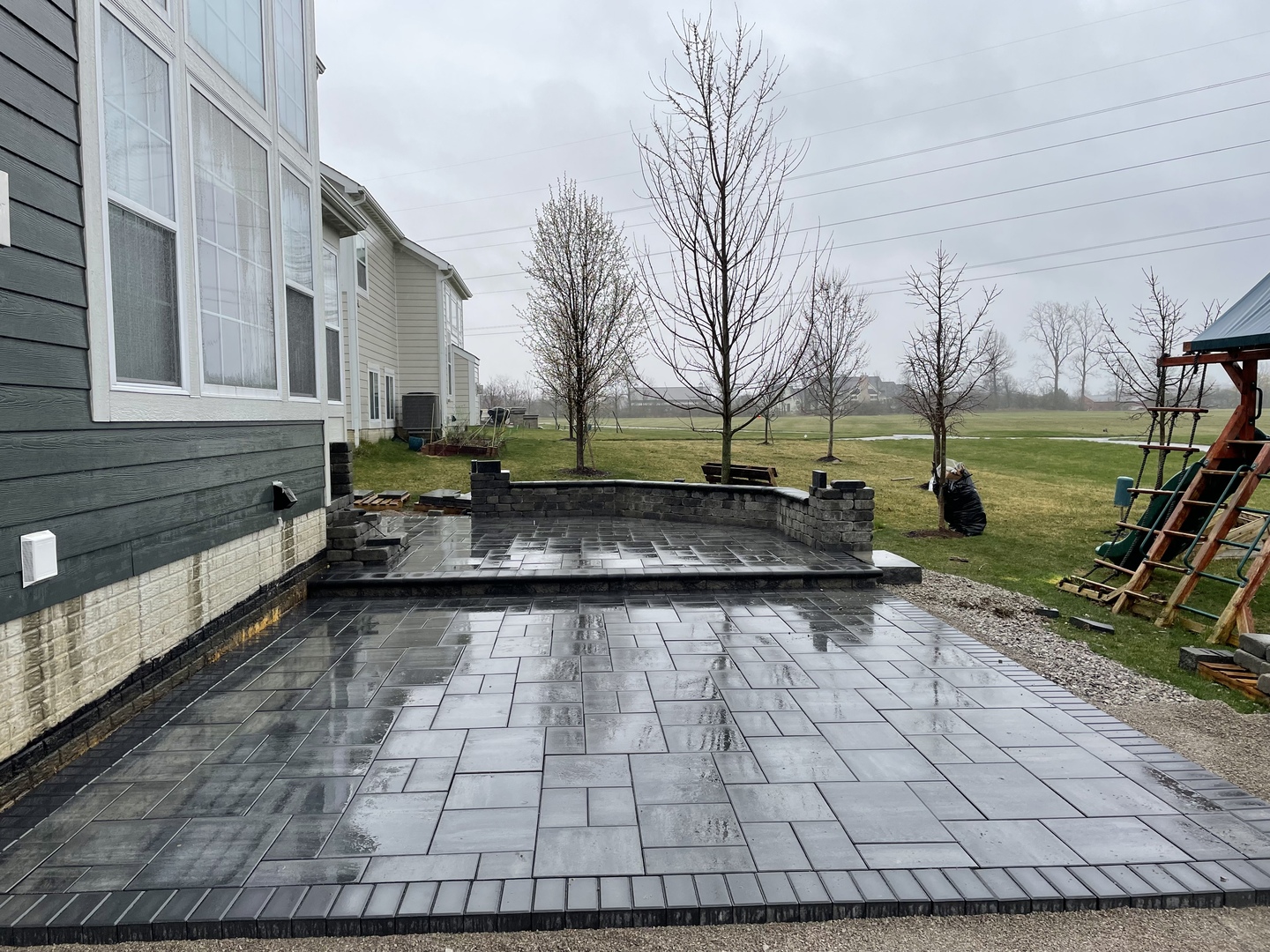 Patio walkway and garden wall installation in Central Ohio